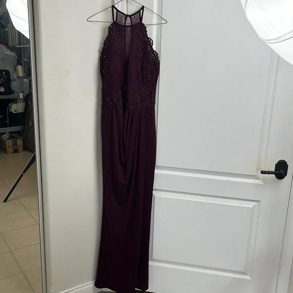 Lipsy | Dresses | Lipsy Us 2 Deep Purple Long Formal Halter Dress With  Rushing And Side Slit | Poshmark